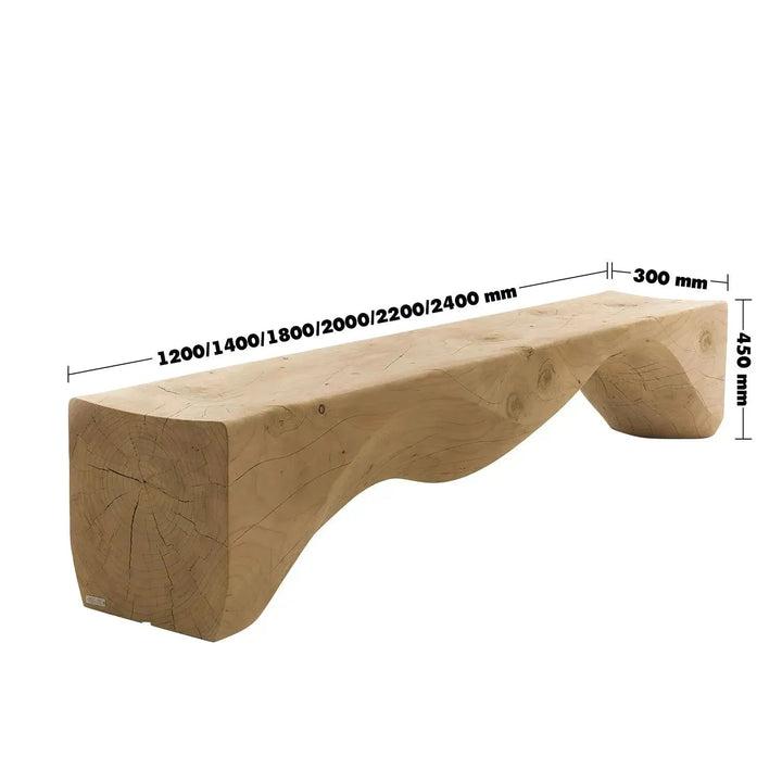 Rustic wood bench mountains size charts.