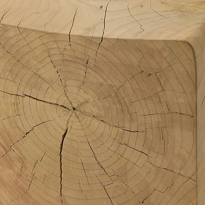 Rustic wood bench mountains in panoramic view.