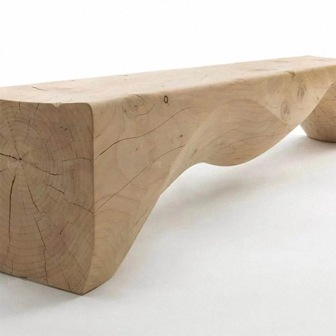 Rustic wood bench mountains with context.