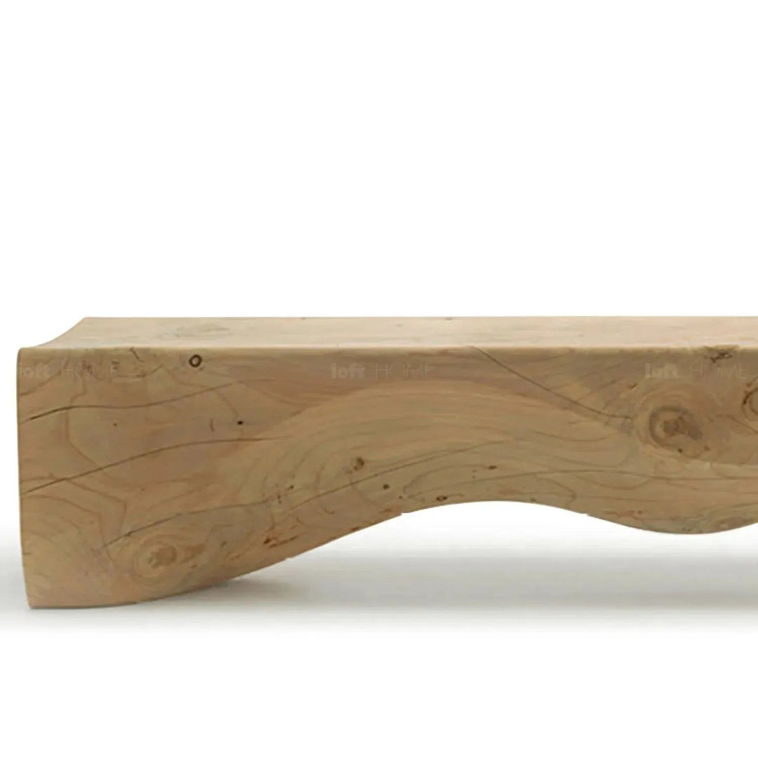 Rustic wood bench mountains in details.