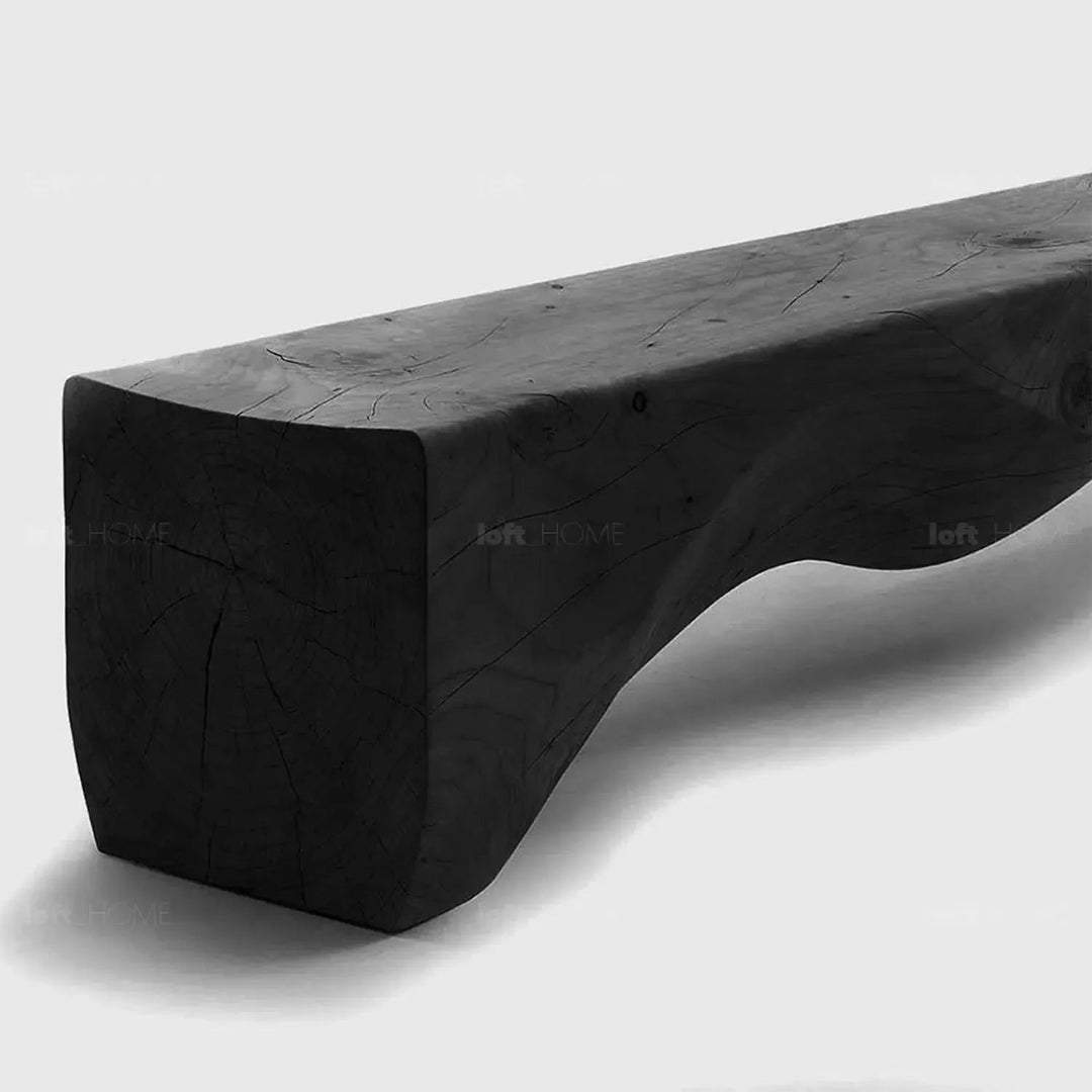 Rustic wood bench mountains layered structure.