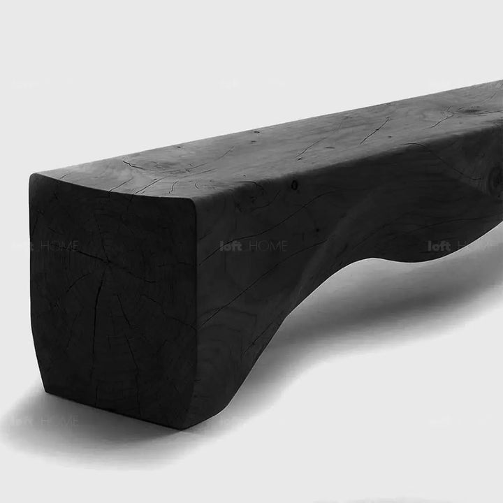 Rustic wood bench mountains layered structure.