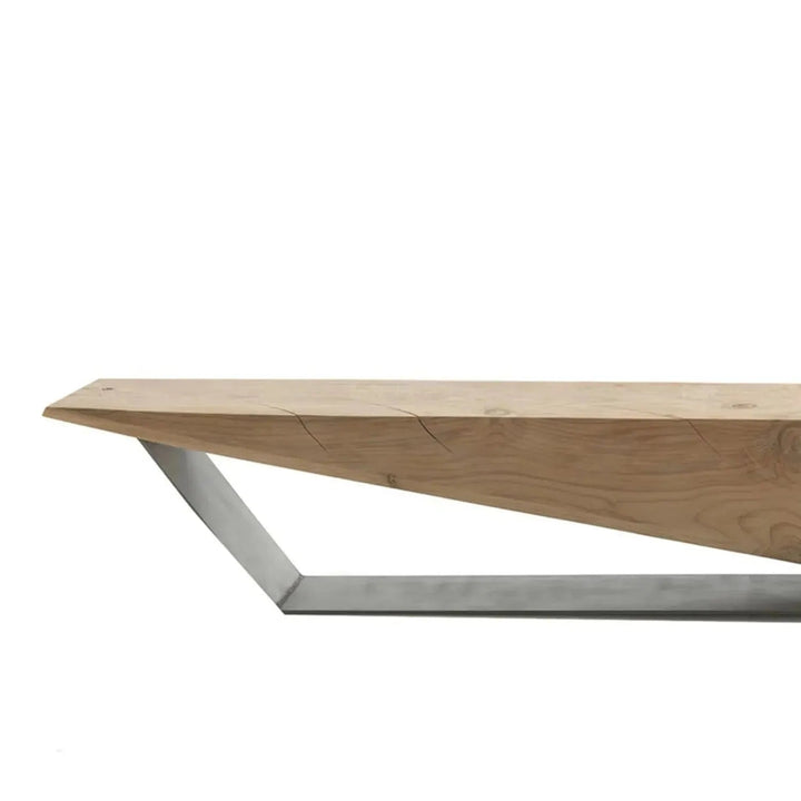 Rustic wood bench wedge in real life style.