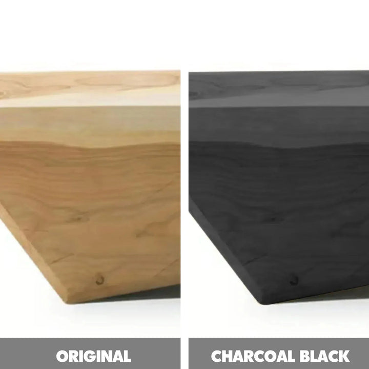 Rustic wood bench wedge color swatches.