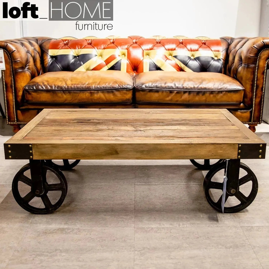 Industrial Wood Coffee Table RUSTIC