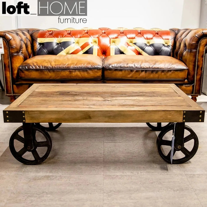 Industrial Wood Coffee Table RUSTIC