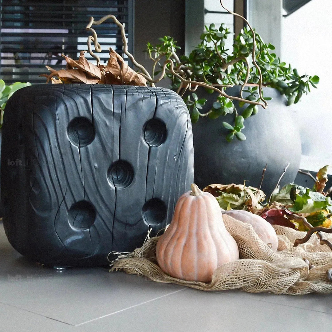 Rustic wood dice decor dadone small & big with context.