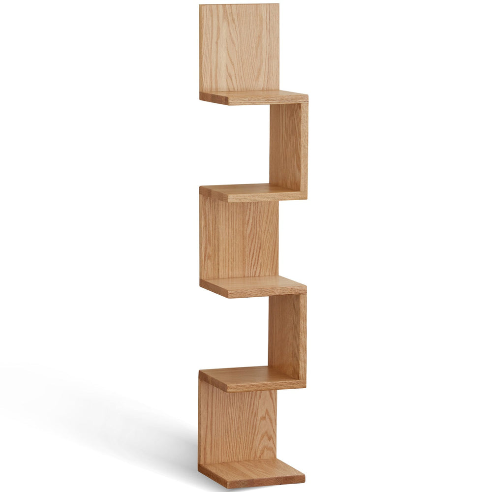 Scandinavian beech wood corner shelf pittsburgh in white background.