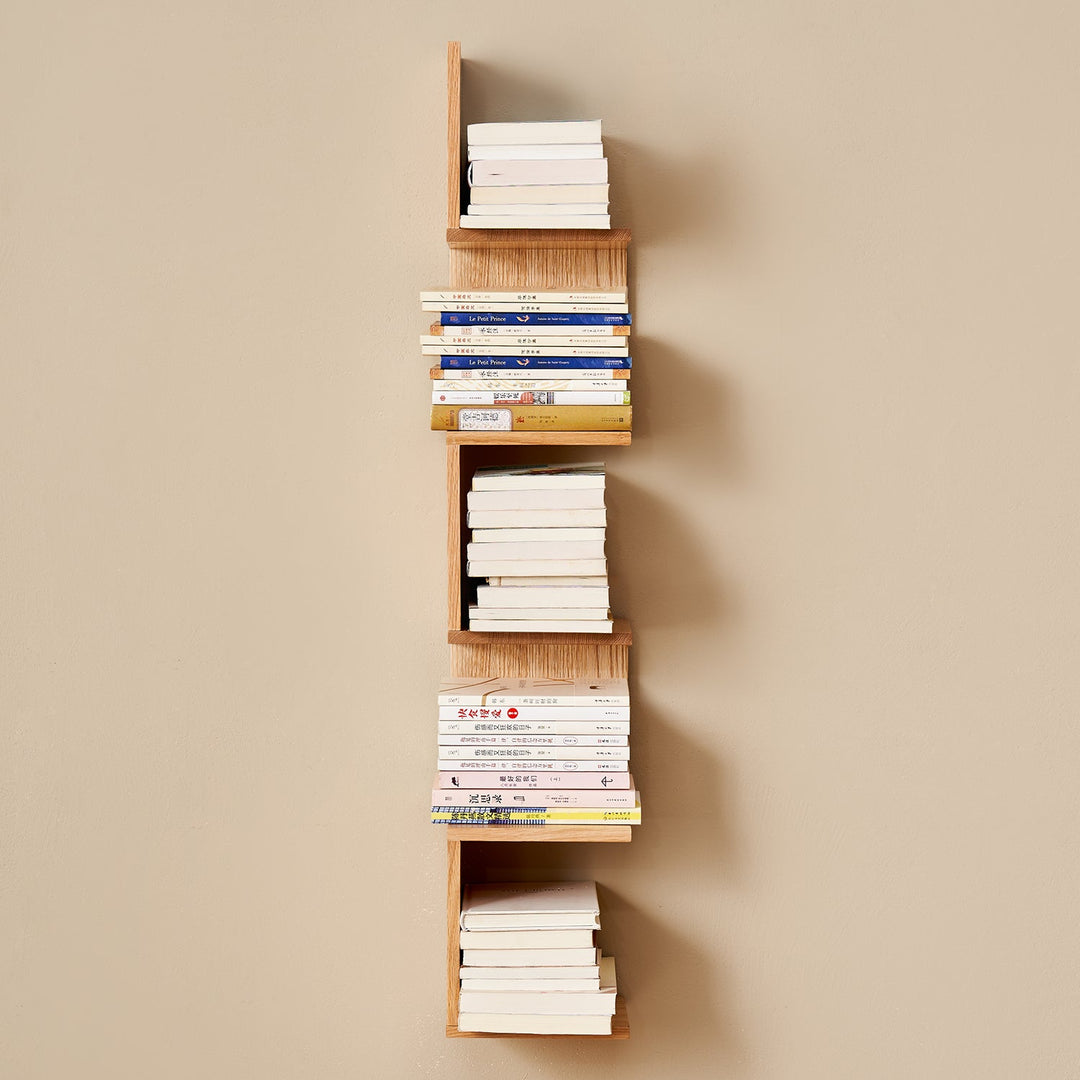 Scandinavian beech wood corner shelf pittsburgh in close up details.