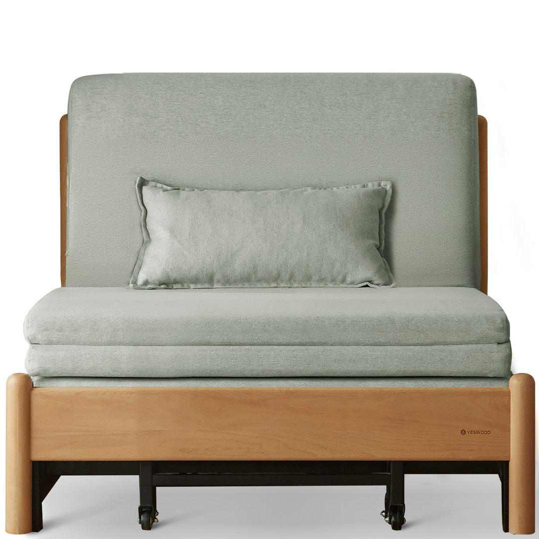 Scandinavian beech wood cotton fabric recliner 2 seater sofa bed flex conceptual design.