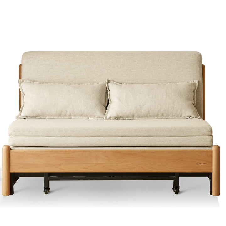 Scandinavian beech wood cotton fabric recliner 2 seater sofa bed flex layered structure.