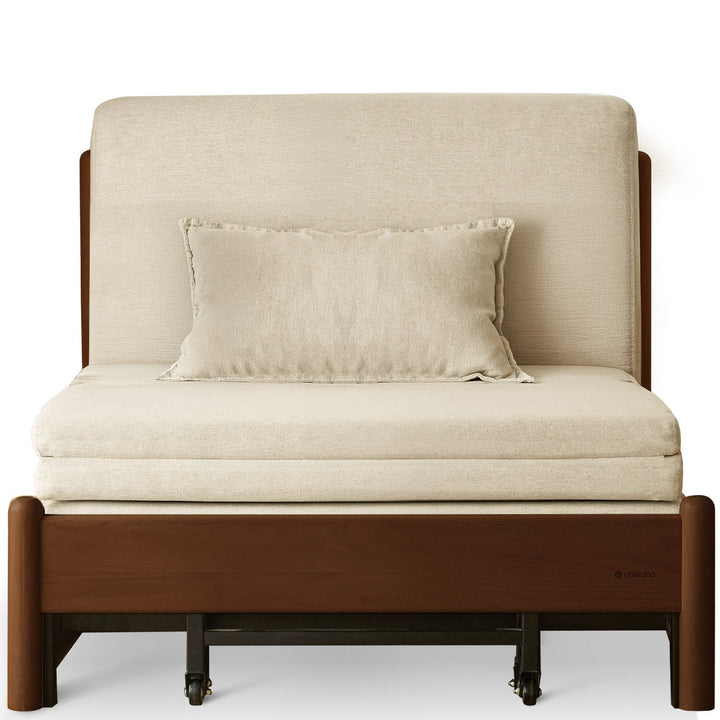 Scandinavian beech wood cotton fabric recliner 2 seater sofa bed flex detail 11.