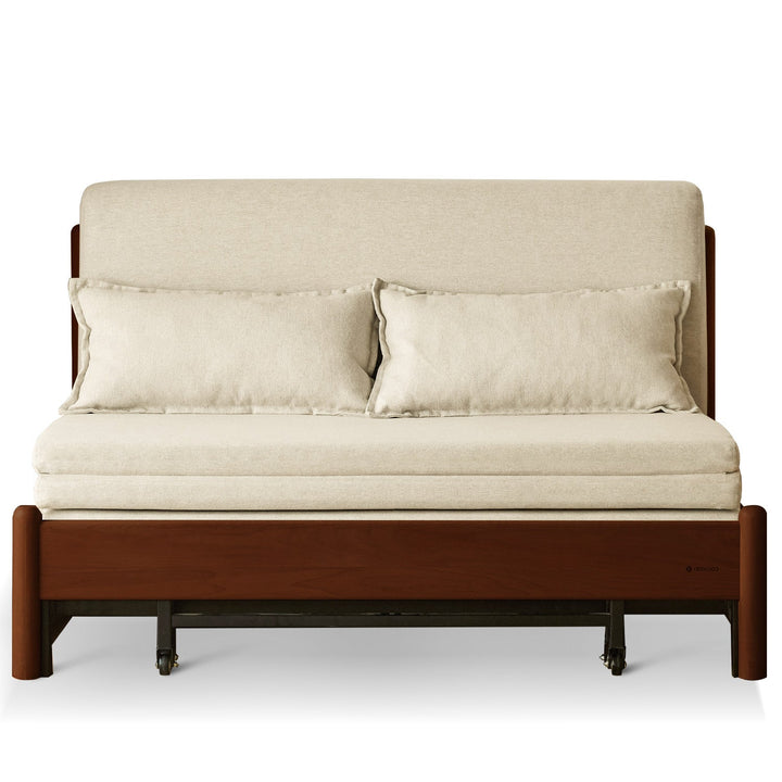 Scandinavian beech wood cotton fabric recliner 2 seater sofa bed flex detail 15.