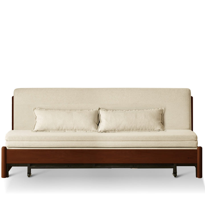 Scandinavian beech wood cotton fabric recliner 2 seater sofa bed flex detail 19.