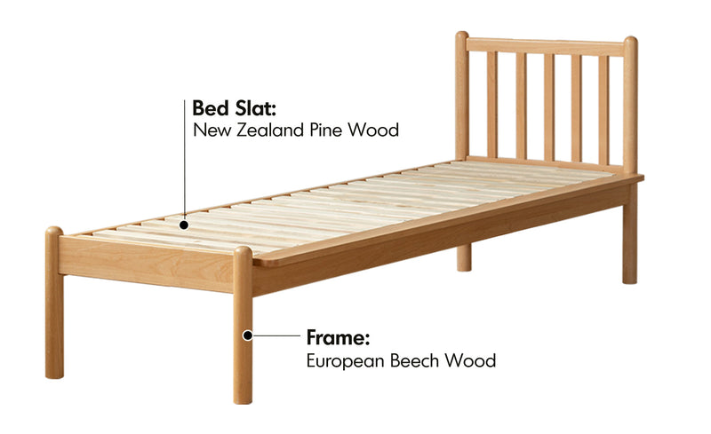 more material details of Scandinavian Beech Wood Height Adjustable Kids Sidecar Bed With Mattress ANCHOR