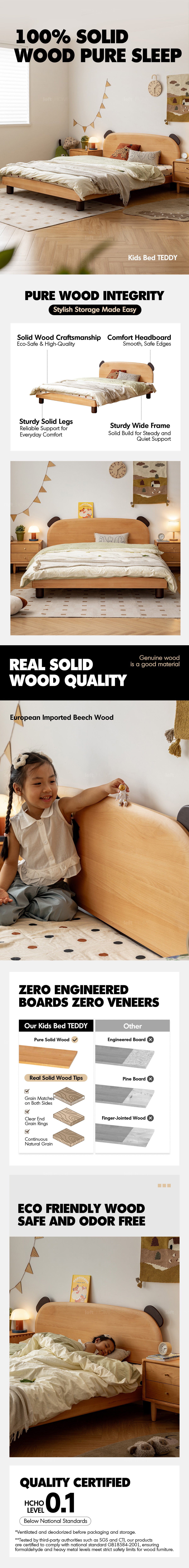 Scandinavian Beech Wood Kids Bed TEDDY More Details and Instruction
