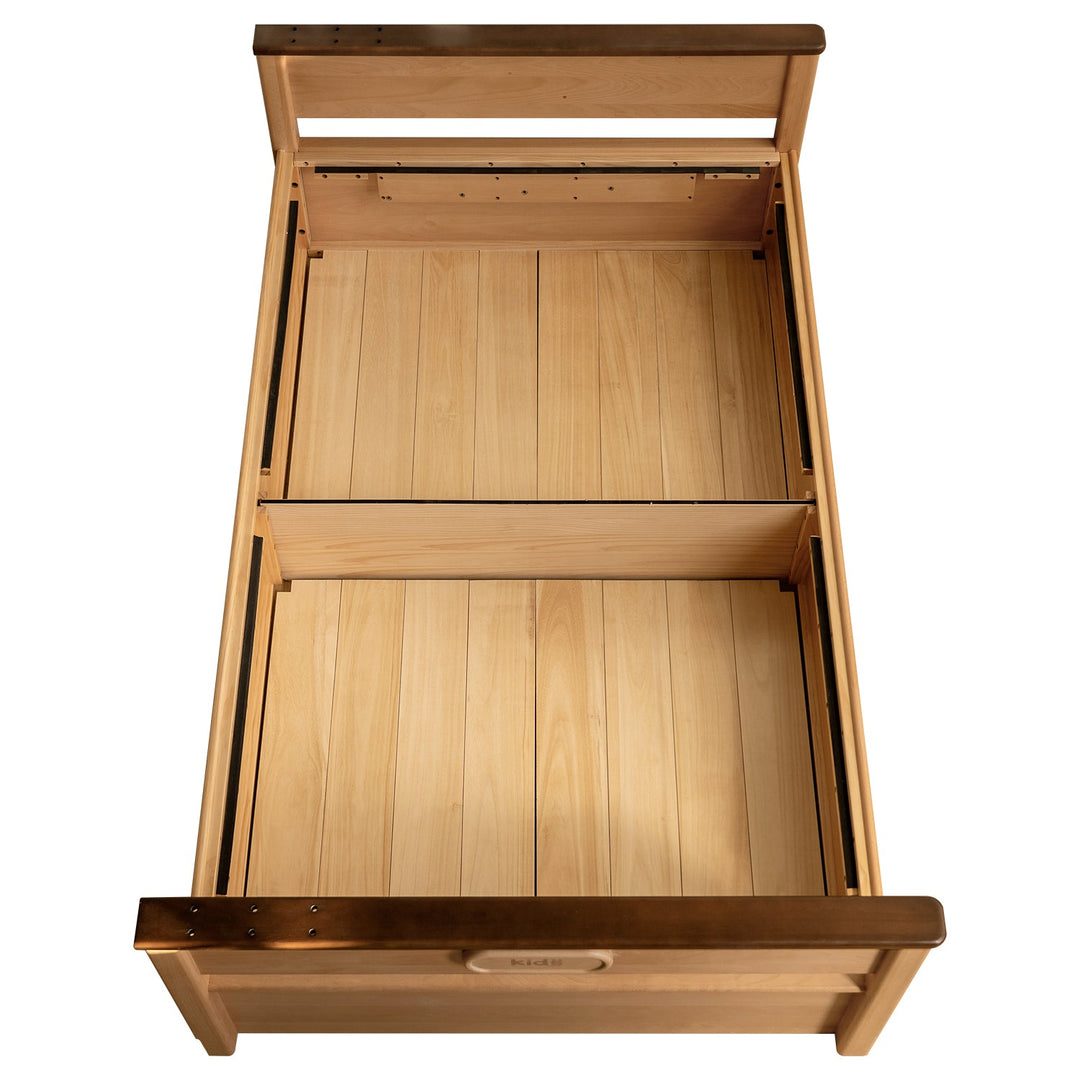 Scandinavian beech wood kids storage bed velto in real life style.