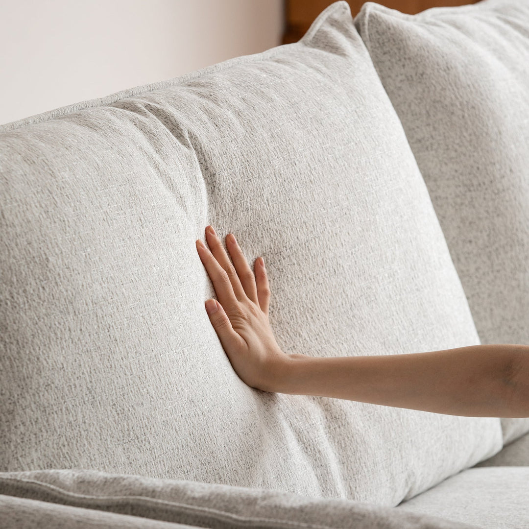 Scandinavian chenille velvet cherry wood 3 seater sofa sea salt environmental situation.