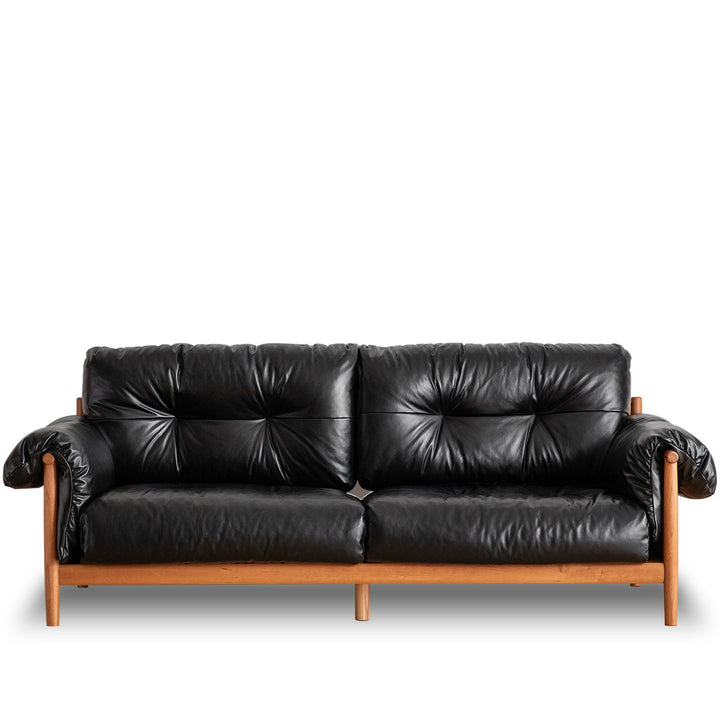 Scandinavian Chenille Velvet Fabric Cherry Wood 3 Seater Sofa OPEN BACKED