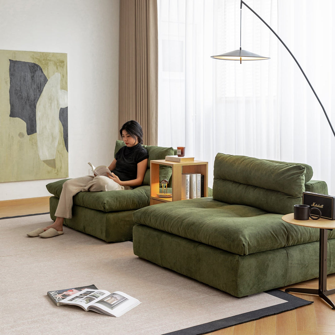 Scandinavian chenille velvet fabric modular 1 seater sofa conceptual design.