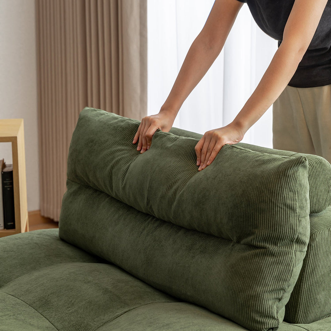 Scandinavian chenille velvet fabric modular 1 seater sofa detail 1.