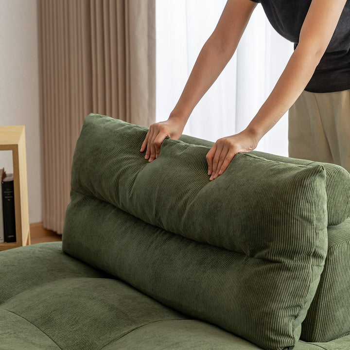 Scandinavian chenille velvet fabric modular 1 seater sofa detail 1.