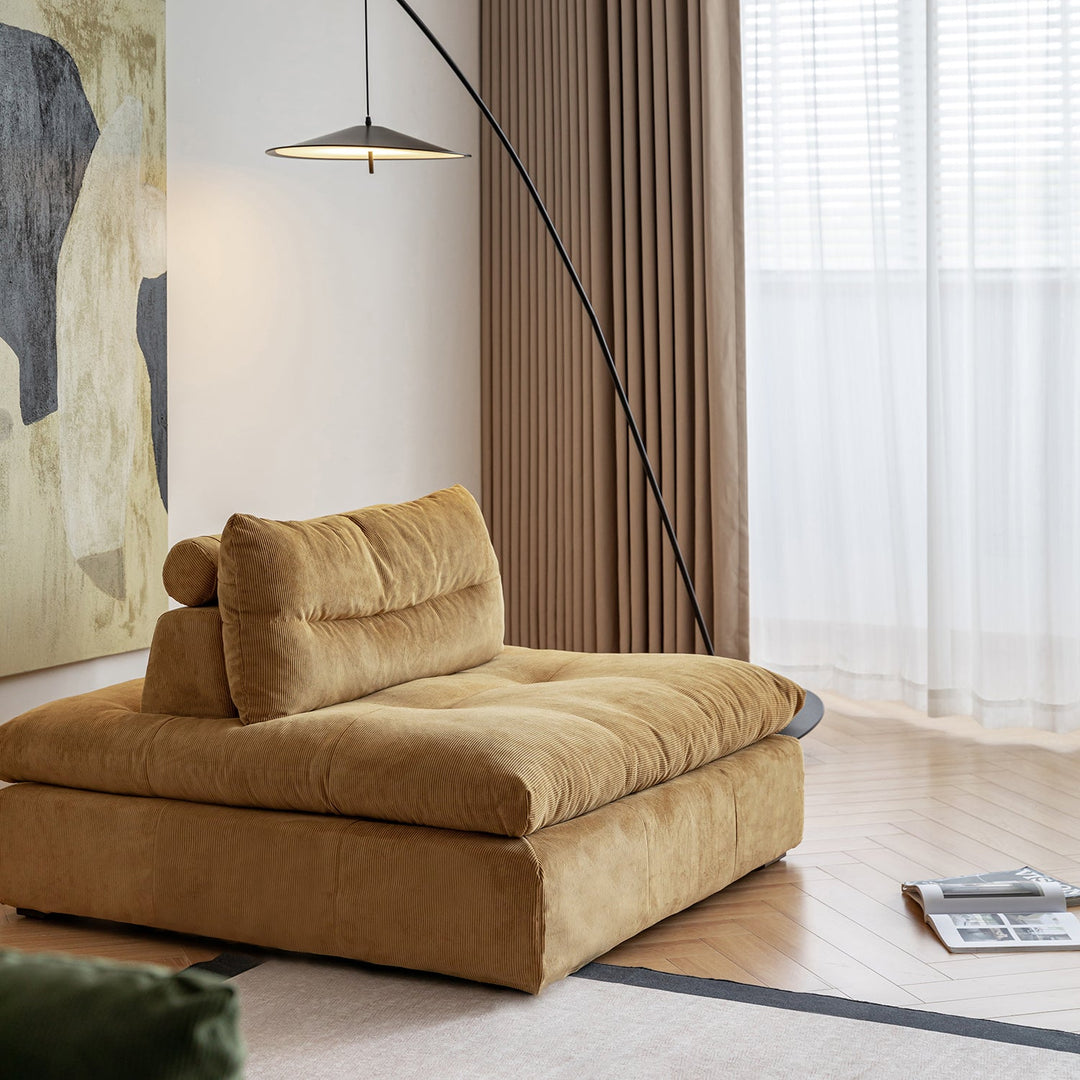 Scandinavian chenille velvet fabric modular 1 seater sofa detail 4.