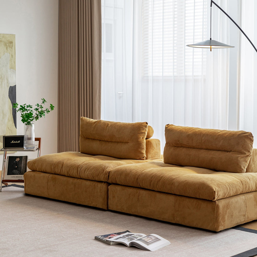 Scandinavian chenille velvet fabric modular 1 seater sofa detail 5.