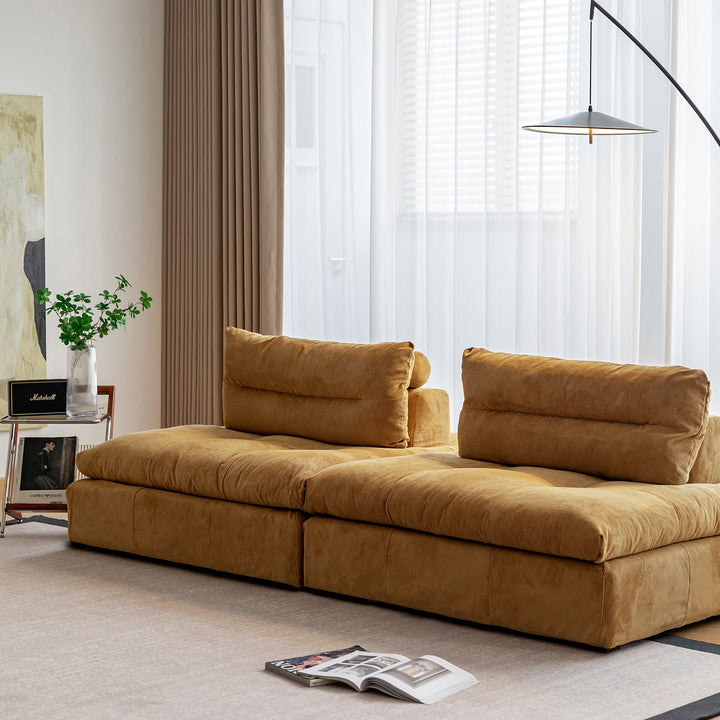 Scandinavian chenille velvet fabric modular 1 seater sofa detail 5.