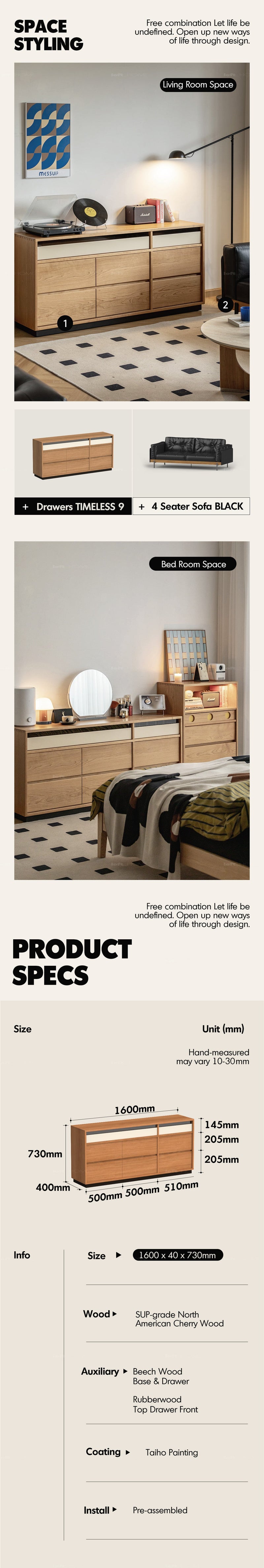 Scandinavian Cherry Wood Chest Of Drawers TIMELESS 9 More Details and Instruction_7