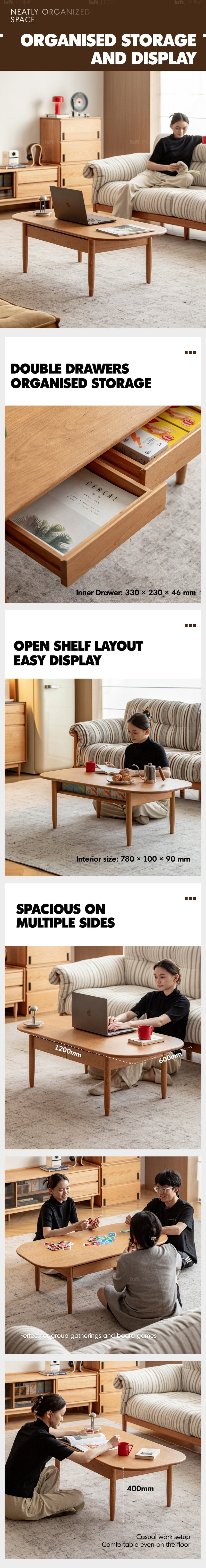 Scandinavian Cherry Wood Coffee Table VISTA More Details and Instruction_4