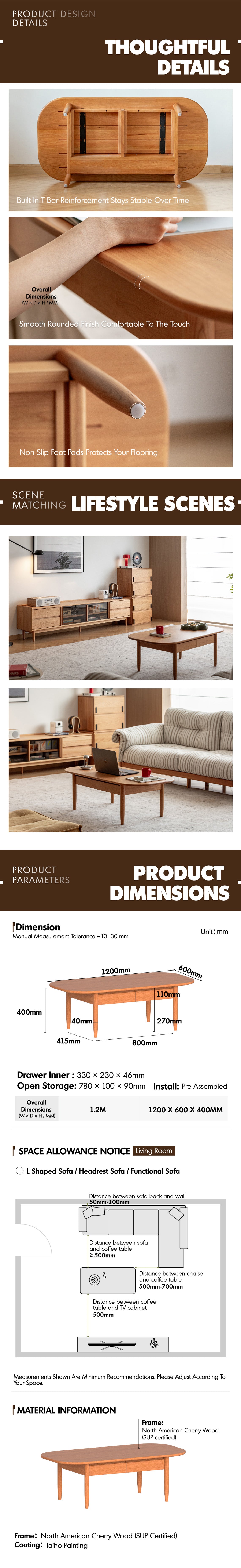 Scandinavian Cherry Wood Coffee Table VISTA More Details and Instruction_6