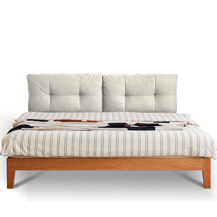 Scandinavian Cherry Wood Cotton Fabric Bed SERENE