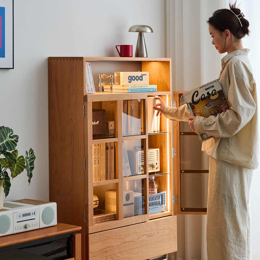 Scandinavian Cherry Wood Display Cabinet TIME