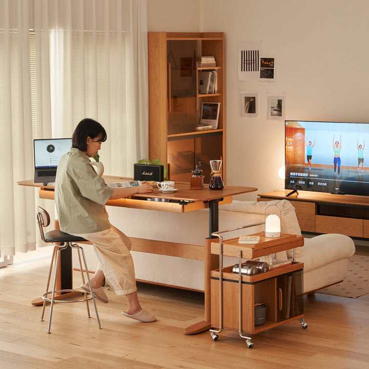 Scandinavian Cherry Wood Electric Height Adjustable Study Table UP