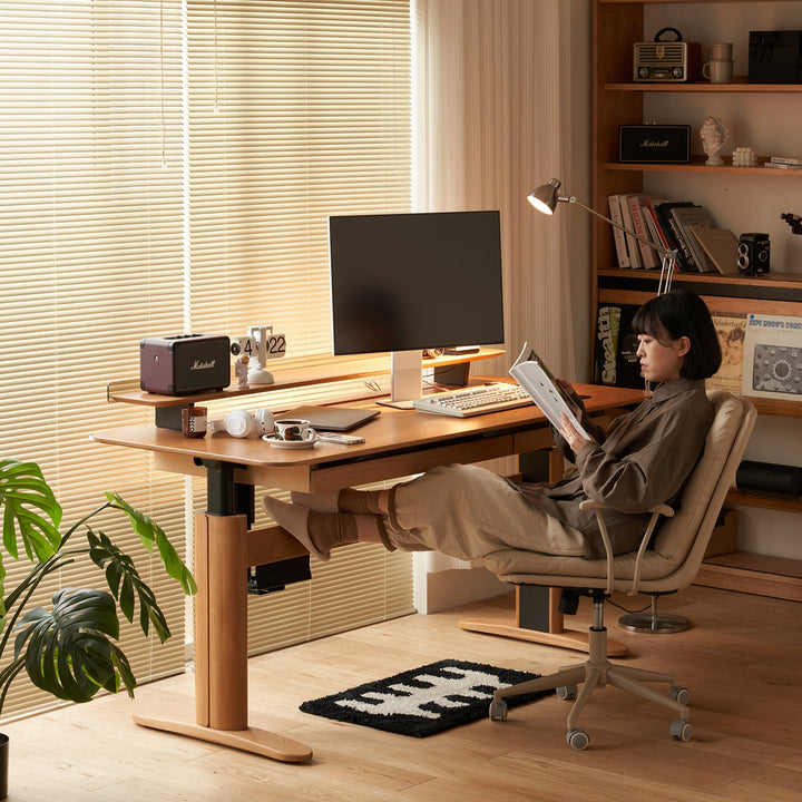 Scandinavian Cherry Wood Electric Height Adjustable Study Table UP