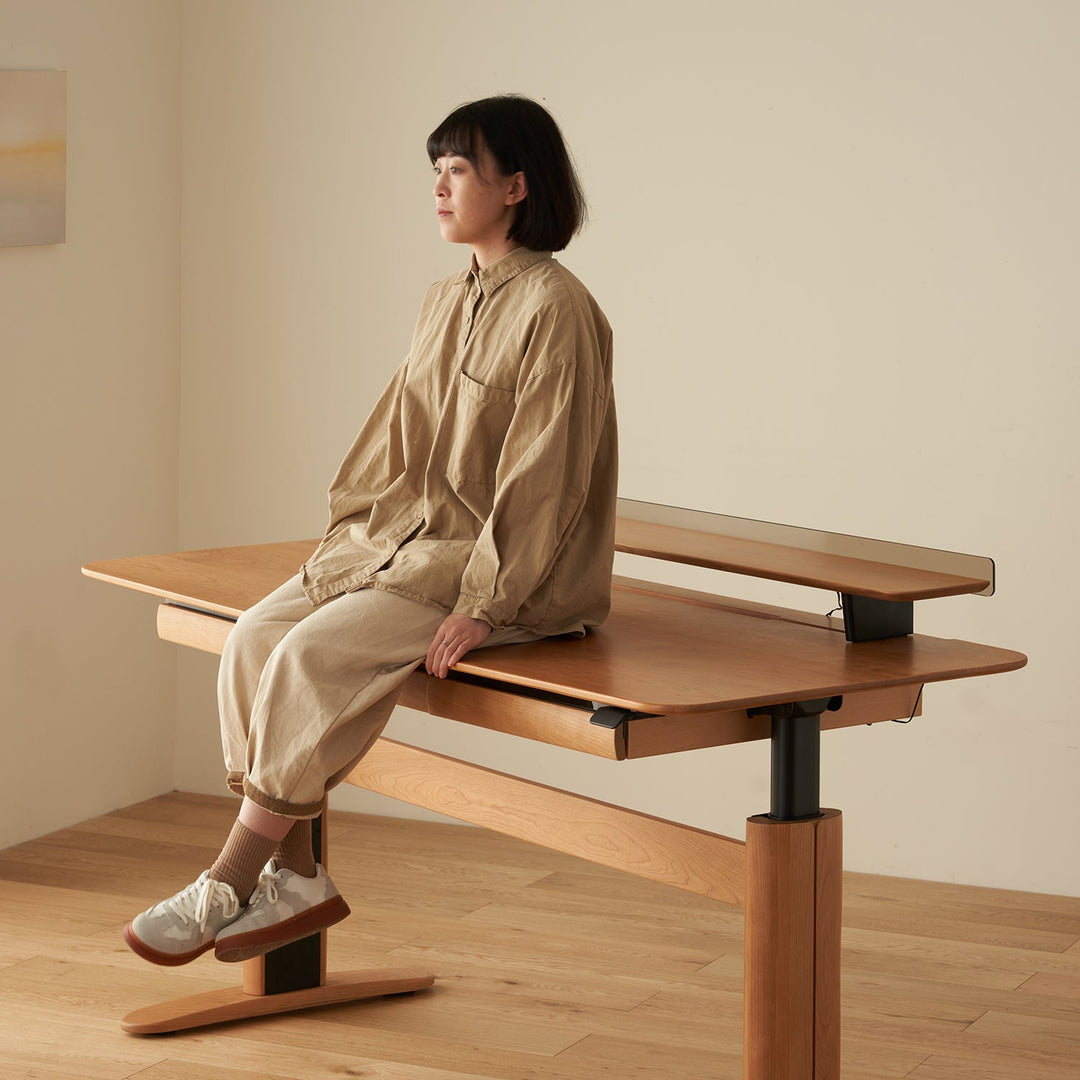 Scandinavian Cherry Wood Electric Height Adjustable Study Table UP