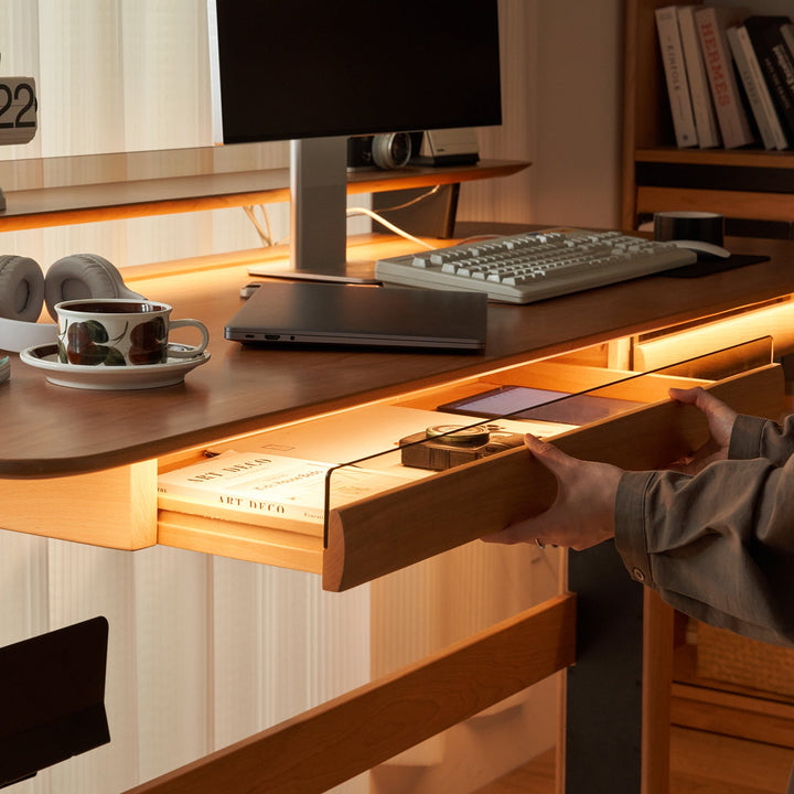 Scandinavian Cherry Wood Electric Height Adjustable Study Table UP