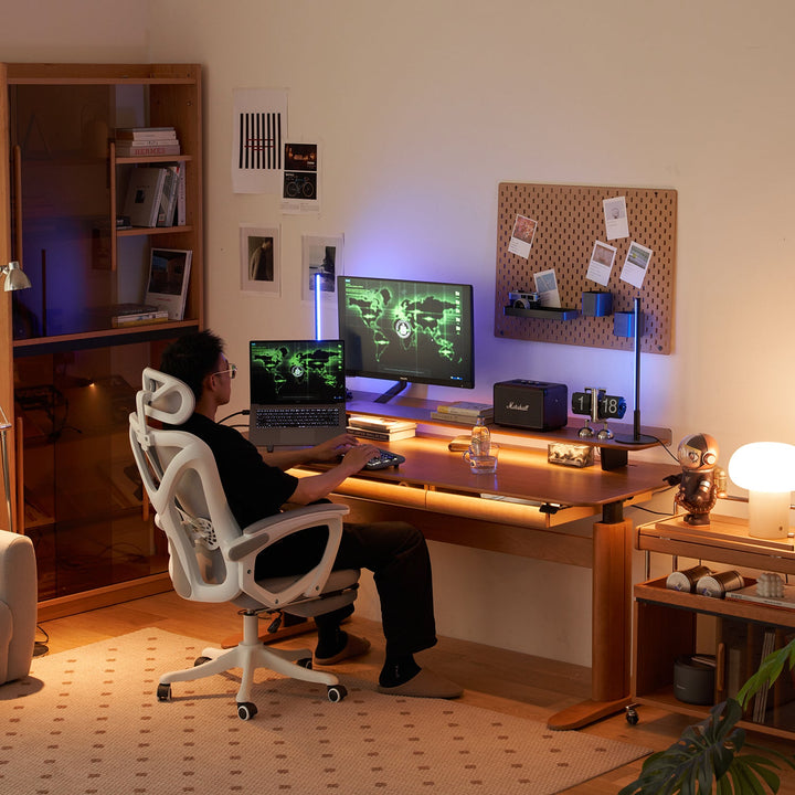 Scandinavian Cherry Wood Electric Height Adjustable Study Table UP