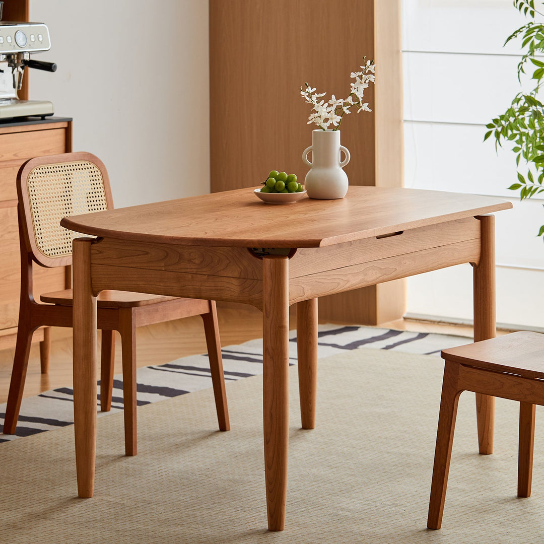 Scandinavian Cherry Wood Extendable Dining Table MINIMA