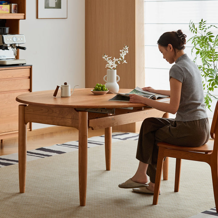 Scandinavian Cherry Wood Extendable Dining Table MINIMA