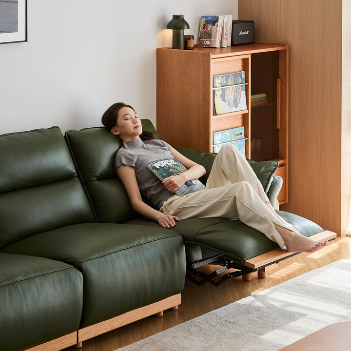 Scandinavian cherry wood genuine leather electric recliner 3 seater sofa edgeless size charts.