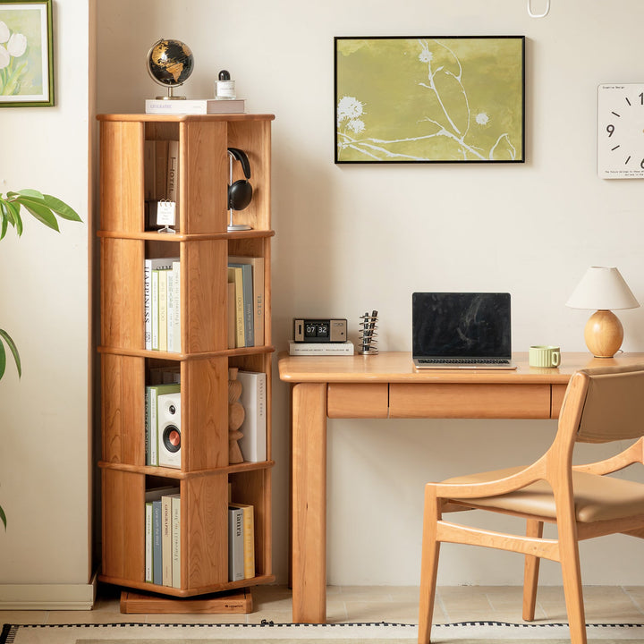 Scandinavian cherry wood revolving bookshelf rotterdam conceptual design.