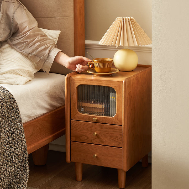Scandinavian cherry wood side table skylar primary product view.