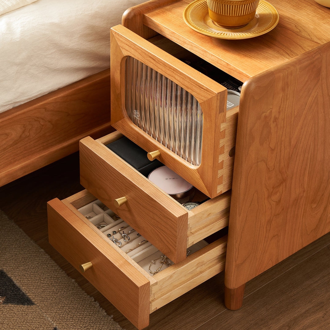 Scandinavian cherry wood side table skylar size charts.