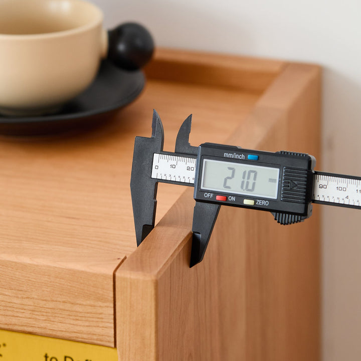 Scandinavian cherry wood side table sugar with context.