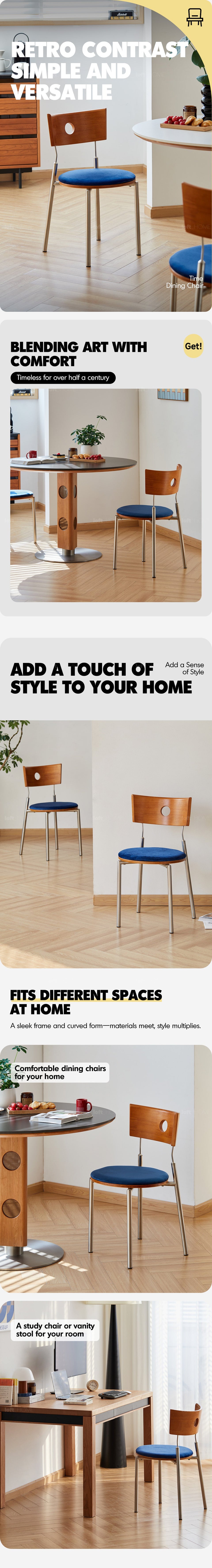 Bauhaus Cherry Wood Mix Weave Fabric Dining Chair TIMELESS More Details and Instruction