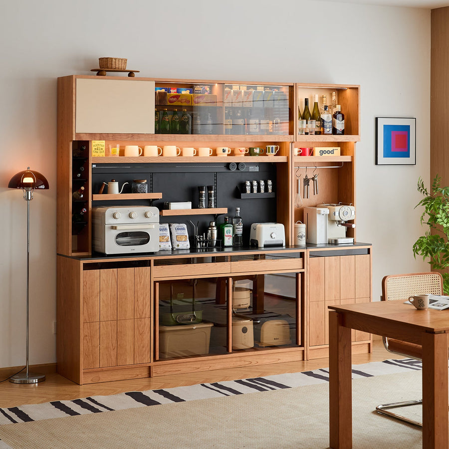Scandinavian cherry wood sintered stone side cabinet timeless primary product view.