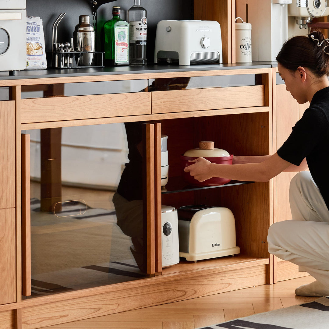 Scandinavian cherry wood sintered stone side cabinet timeless with context.