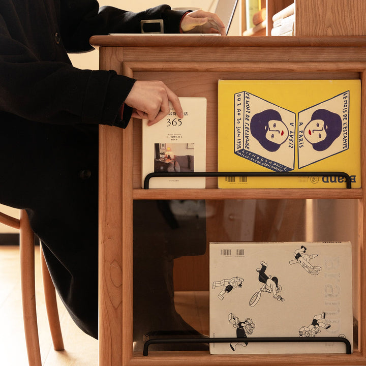 Scandinavian Cherry Wood Study Table With Shelf CAPE